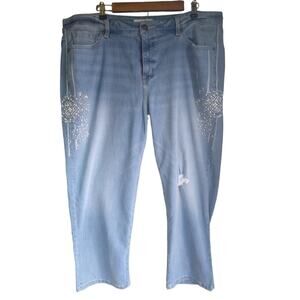 Lane Bryant Mid Rise Girlfriend Crop Essential Bedazzled Jeans plus 18